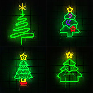 Christmas Tree Series Neon Signs Aesthetic Line Icons Used In Clubs Homes Shops Christmas Parties Art Decor Easy To Hang.