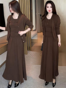 Early Spring Fashion Set Womens Slimming Long Sleeve Open Cardigan Vest High Waist Mini Skirt Three Piece Set Casual Style Home Wear