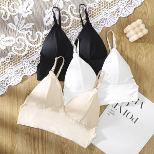 French bra ice silk big U beautiful back wrapped chest tube top triangle cup anti-light adjustment shoulder strap backless underwear women