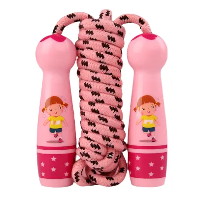 Toddler Jump Rope Wear Resistant Cotton Cord Length Adjustable Soft Skipping Rope With Smooth Handles For Kids Boys Girls