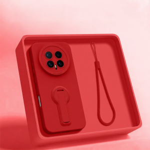 Sleek Protective Liquid Silicone Phone Case Rotatable Stand Shockproof with Strap
