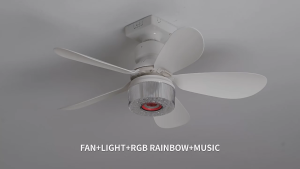 Multifunctional LED Fan Light 40W/52CM RGB Multicolor E27 Ceiling Fans Lamp with Lamp Holder Remote Control & Bluetooth Speaker for Home Bedroom