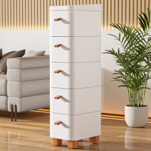 Narrow Space Storage Cabinet Drawer Style Kitchen Bathroom Multi-layer Thin Wall Storage Shelf Rectangular Shape Floor Standing
