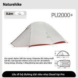 NatureHike | Lều Đi Bộ Đường Dài Nhẹ Naturehike Cloud Up 2 Pro Hai Lớp Vải Nylon Thiết Bị Cắm Trại Ngoài Trời Dành Cho Hai Người Nơi Trú Ẩn Chuyên Nghiệp Cho Các Chuyến Đi Bộ Đường Dài.