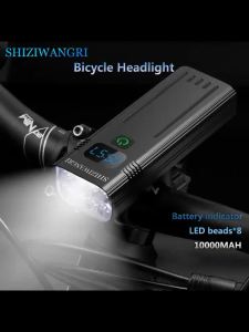 SHIZIWANGRI | SHIZIWANGRI Bicycle Headlight 10000 MAh Power Bank Function Aerospace-Grade Aluminum Alloy lashlight