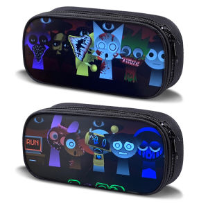 Sprunki Large Capacity Canvas Pencil Case Cartoon Style Stationery Bag for Elementary School Students Boys And Girls