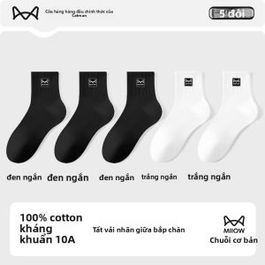 Tất thể thao MiiOW cho nam làm bằng cotton nguyên chất thoáng khí chống mùi thấm mồ hôi