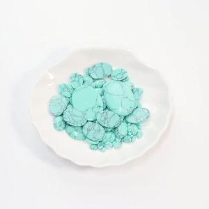 2-10pcs Natural Blue Turquoise Cabochons Oval Flat Back Cabochon Loose Beads For Jewelry Making DIY Ring Necklace Accessories
