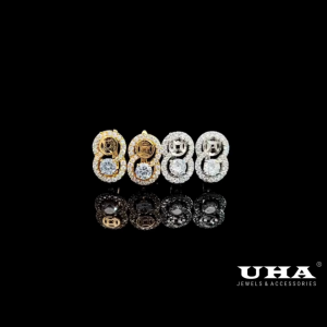 B1540 Bông tai nữ chạm khắc tinh tế đính đá sáng lấp lánh UHA