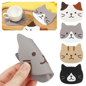Cartoon Cat Shaped Tea Mat Waterproof Heat Insulation Anti-Skid Coffee Hot Drink PVC Cup Mat Household Kitchen Accessories