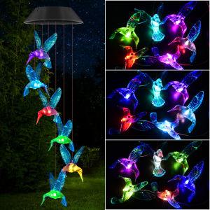 1pcs Solar Wind Chime Lamp Butterfly Dragonfly Hummingbird Christmas Chandelier Garden Landscape Sensor Light Wind Chimes Lucky Charm 2026