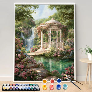 Bandai | Painting by Numbers Kit DIY Court Garden Canvas Art Hand Painting Home Decoration Personality Surprise Gift