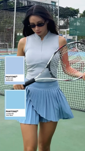 aeyo Seabrook Tennis Set Front Zip Tank Top Padded + Pleated Skirt Built-in Shorts Padel Outfit