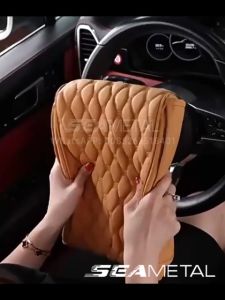 SEAMETAL Car Armrest Box Booster Cushion Thicken Memory Foam Arm Rest Mat with Storage Pocket