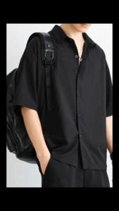 Plain Ice silk fabric Oversized Lapel Short sleeve Polo Shirts Fashion Casual Tops