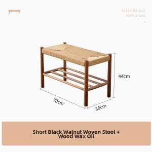 DONGZEFURNITURE | Multifunctional Walnut Wood Shoe Changing Stool Genuine Leather