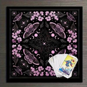 VIKAMA Tarot Tablecloth Sun Starry Sky and Floral Theme Witchcraft Astrology Mat Desktop Decor Altar Cloth