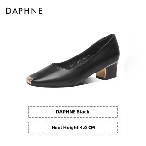 Daphne | New Women Autumn Leather Shoe Square Toe Mid Thick Heel Career