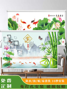 Customized Three-Dimensional Landscape Painting Awning Curtain Living Room Bedroom Window Covering Sun Protection Full Room Darkening Roller Shade Punch-Free