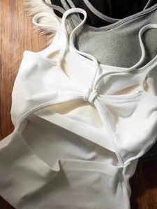 chaqi | Summer New Style Womens Halter Top With Butterfly Knot Hollow Out Back Beauty Bralette With Chest Pad Outerwear Versatile Sweet