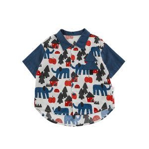 Youyou Boys Summer New Lightweight Short Sleeve T-Shirt Shirt Hooded Sun Protection Clothes House Elephant Series Set Trendy