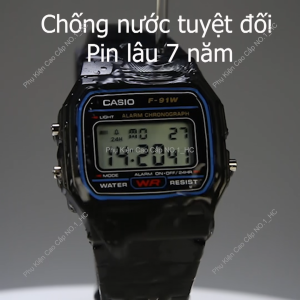 Đồng Hồ Chiến Sĩ F91 Pin Lâu 7 năm Chống Nước Tuyệt Đối Chuông To Đèn Sáng Made In Malaysia C5