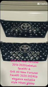 GRILL GERIL DEPAN FRONT GRILL ELEGANCE  STYLEALL NEW FORTUNER 2016-2020 SEBELUM FACELIFT & ALL NEW FORTUNER FACELIFT 2020-2024UP SEMUA TIPE BAHAN PLASTIK ABS GRILL EXCLUSIVE