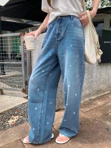 MASISI | Summer Plus Size Daisy Print Denim Wide Leg Pants