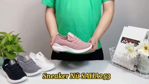 Giày thể thao nữ SAHA253 bigsize 42 41 40 chạy bộ chất vải thoáng khí êm chân sneaker màu hồng đen xám trắng đế thấp