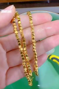 LXY งานเกรดพรีเมียม ข้อมือชุบไมครอน สร้อยข้อมือลูกปัดเหลี่ยม มีจี้ตรงโซ่ ออกแบบลวดลายอย่างทันสมัย ขนาดพอดีกับข้อมือ สีไม่ลอกไม่ดำ