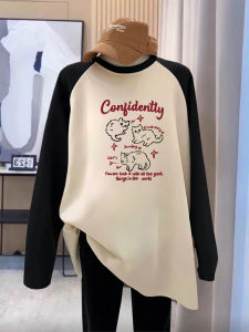 Áo Thun Cotton Dài Tay Mùa Thu Đông Cho Bà Bầu Dáng Rộng Thoải Mái Che Bụng Cỡ Lớn Màu Trơn in Họa Tiết Thời Trang