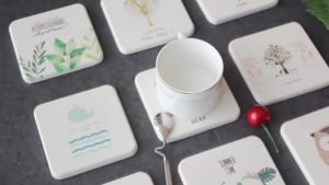 Tấm Lót Ly Uống Trà Hình Vuông 10cm Nhiều Mẫu Hoạt Hình - Đế Lót Cốc Caffe Thấm Hút Nước