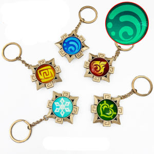 Impact Natlan Visions Pendants Cosplay Game Hero Costumes Accessories DIY 7 Elements Luminous Glass Keychains Anime Collections