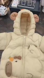 Baby Autumn Winter Kids Cotton Clothes Pocket Jacket Animal Ear Down Jacket Toddler Coat Long Sleeve Baby Cotton Clothes Jacket