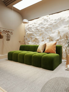 Luxurious Straight Row Sofa Rest Area Reception Womens Clothing Store Beauty Salon Office Hotel Lobby Business Club