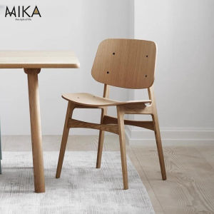 Nordic Modern Casual Solid Wood Back Chair Simple Restaurant Chair Designer Home Adult Hotel Chair Oak Wood Rotatable Non-Euclidean