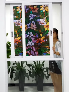 Japan Quality Floral Static Cling Window Film - Multipurpose Stained Glass Protector  Stained Glass Sticker No-Glue Stained Magnolia Frosted Window Film 3D Static Cling Decorative Privacy Stickers