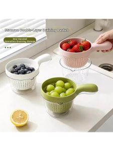 YUHANG | Cute and Portable Double Layer Fruit Washing Basket