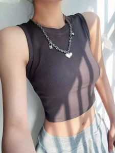 Climbing Vest Women Summer Trendy Inner Outer Wear Work Number Strap Sports Sleeveless Hot Girl Short Top Cotton Polyester Spandex