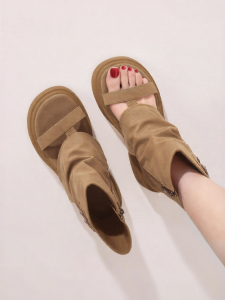 Josiny | Summer Short Open-Toe Brown Martin Boots