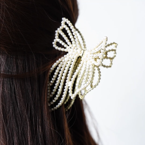 Mikana Harunatsu Metal Hair Clamp for women head dress accessories ribbon coquette pearl gift idea