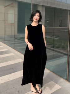 YUFUQING | French Minimalist Black Sleeveless Round Neck Dress Womens Summer New Luxury Sensation Vest Skirt High Waist A-Line Long Dress