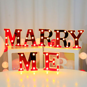Red LED Letter Lights 16CM/6.3IN Luminous Alphabet Number Night Lamp for Home Bedroom Birthday Wedding Propose Decoration