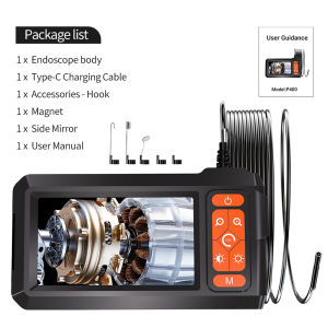 Industrial Endoscope Camera 4.3 Inch IPS Screen 8mm HD1080P 8 Adjustable LED Light Inspection Borescope for Pipe Car Repair