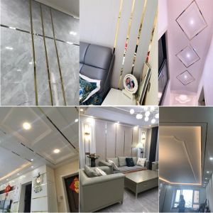 8k Metal Mirror Stainless Steel Flat Decorative Lines Wall Sticker Background Wall Ceiling Edge Strip Self-adhesive