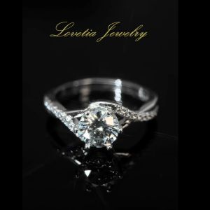 LOVETIA Cincin Wanita Perak Asli 925 Cincin Aesthetic Moissanite Gra Ori 1.0 Ct Wedding Ring Sertifikat GRA BTJZ027
