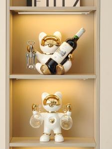 Nordic Style Violent Bear Red Wine Rack Decorative Item Living Room Wine Cabinet Wine Storage Shelf Ceramic Material Large Size