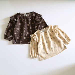 Japan fashion Girls Pure Cotton Long sleeve Shirts Flying Edge Doll Shirt Spring and Summer Baby Girl Top Children Spring Outerwear