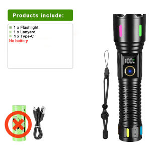55000000LM Super Powerful Flashlights Portable Rechargeable LED Lamp Self Defense Flashlight Digital Display Camping Lantern
