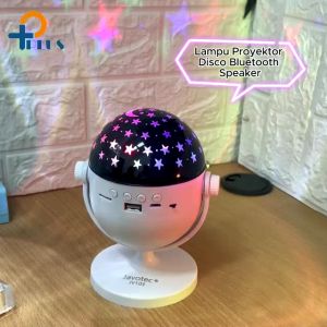 Lampu Proyektor Bintang Bulan RGB Protable bluetooth Speaker Musik 2 in 1 - Lampu Proyektor Warna Warni Bintang Bulan Portable Bateria lithium baterai